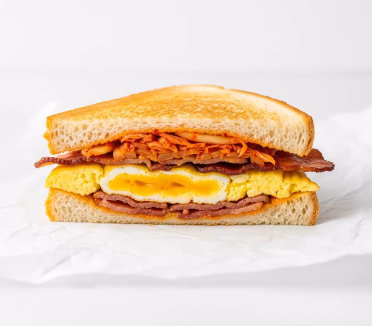 The final kimchi breakfast sandwich for the recipe card
