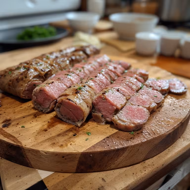 Rolling beef enoki mushroom bundles