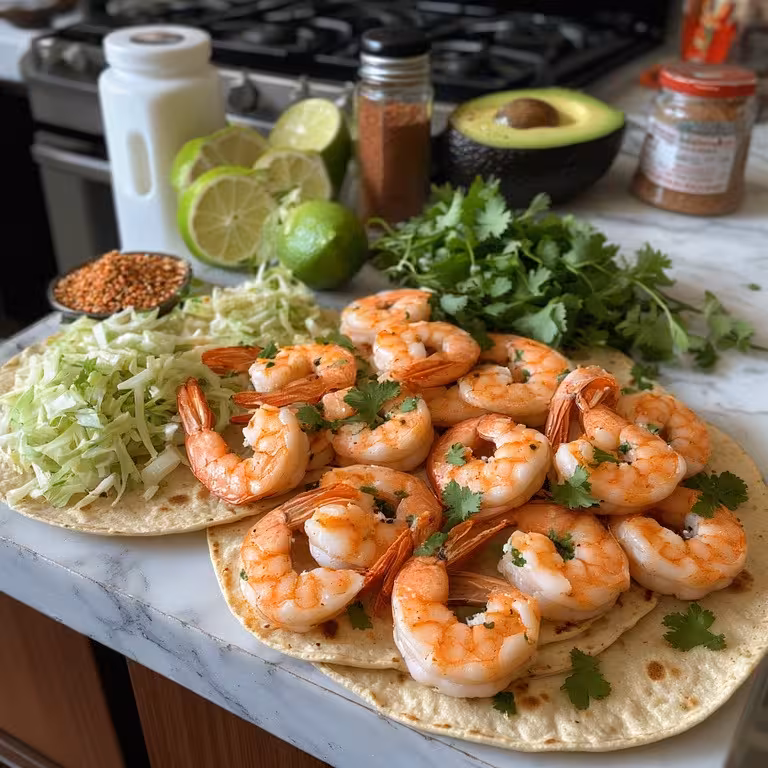 ingredients for blackened shrimp tacos
