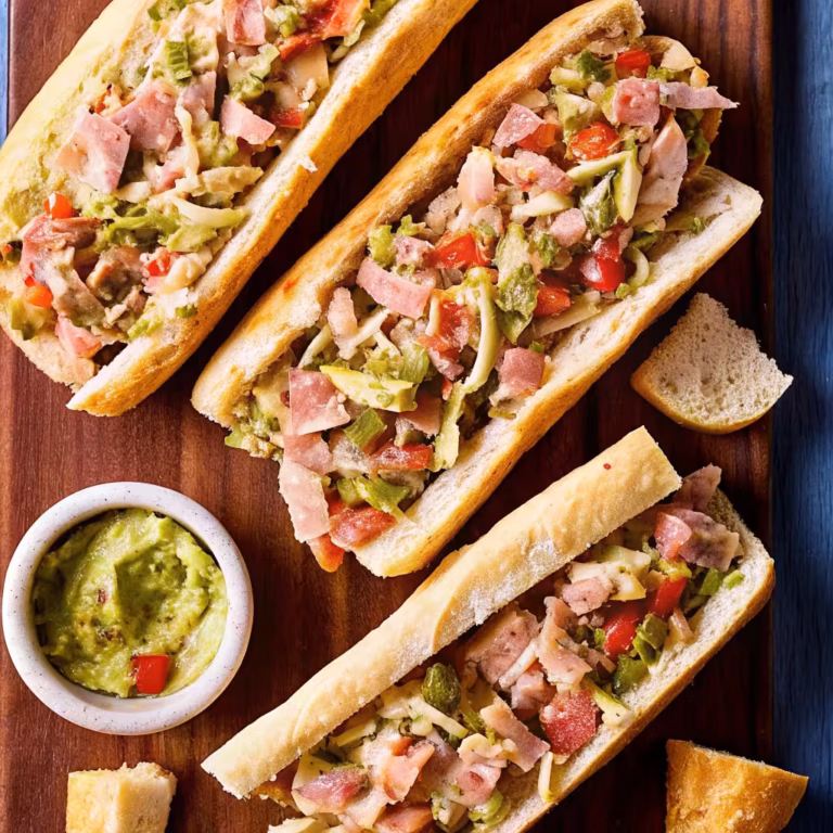 A close-up of the finished Italian chopped sandwich