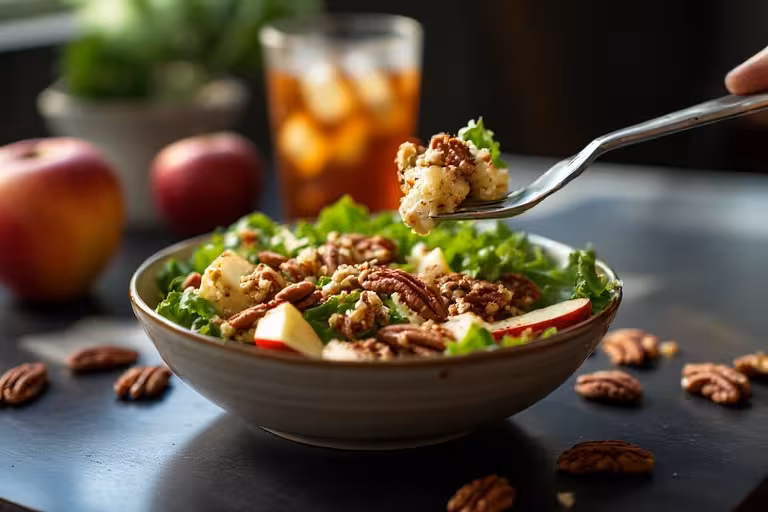 Enjoying a serving of the homemade Wendy's Apple Pecan Salad.