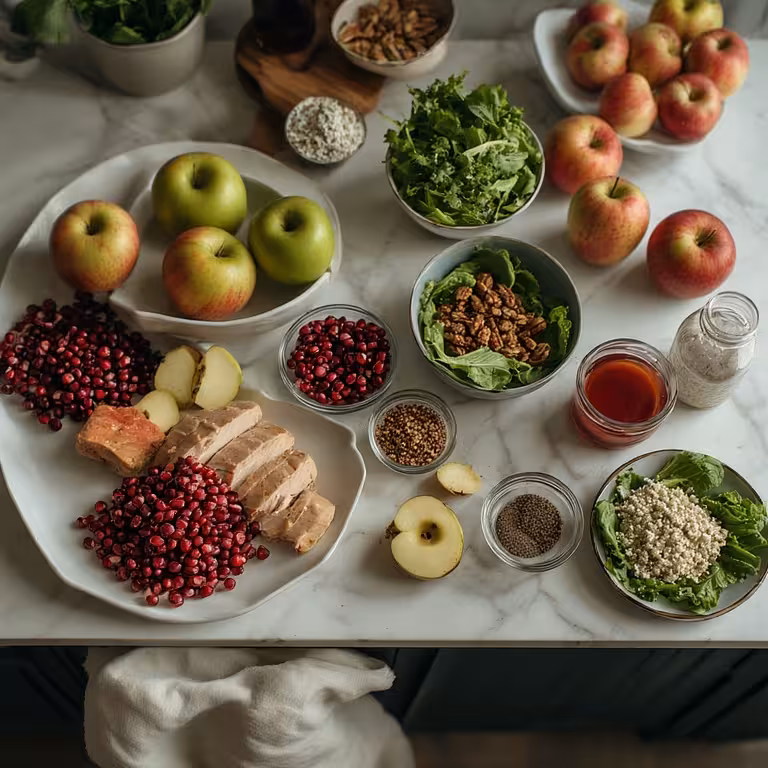 Ingredients for making Wendy's Apple Pecan Salad at home.